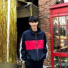 Letter-printed Color-block Windbreakers