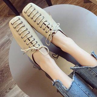 Square-toe Lace-up Mules