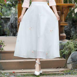 Floral Embroidered Maxi Skirt