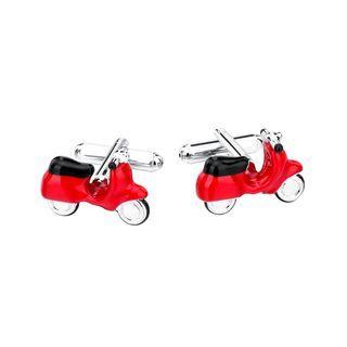 Fashion High-end Personality Red Electric Motorcycle Shirt Cufflinks Silver - One Size