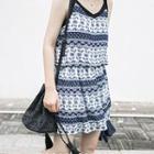 Sleeveless Patterned Tie Waist Dress