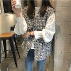 Color-block Vest / Long-sleeve Loose-fit Top