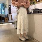 Plain High-waist Slim-fit Lace Skirt