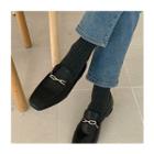 Chain-accent Square-toe Loafers