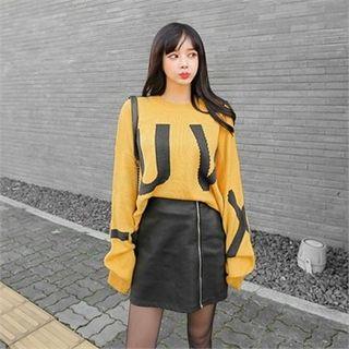 Extra Long-sleeve Lettering Oversized Sweater