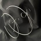 Bow Alloy Open Hoop Earring 1 Pair - Silver - One Size