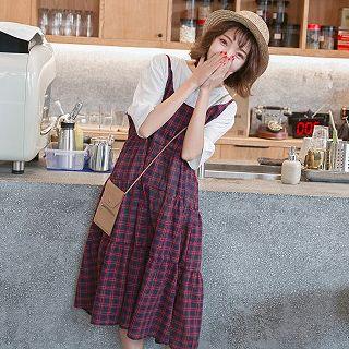 Strappy Plaid Midi Dress