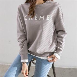 Layered-hem Lettering Boxy-fit Sweatshirt