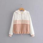 Color Block Zip Placket Hoodie