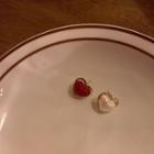 Heart Faux Pearl Alloy Earring 1 Pair - Love Heart - Red & White - One Size