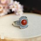 Agate Bead Flower 925 Sterling Silver Ring Silver - One Size