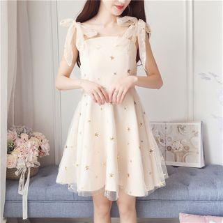 Star Sequined Tie Strap A-line Dress
