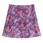 High-waist Flower Print Slit-hem A-line Skirt