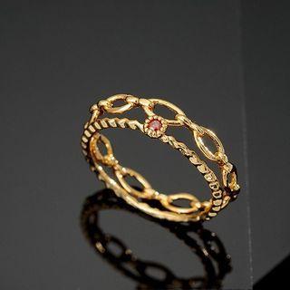 Rhinestone Chained Layered Ring Gold - One Size