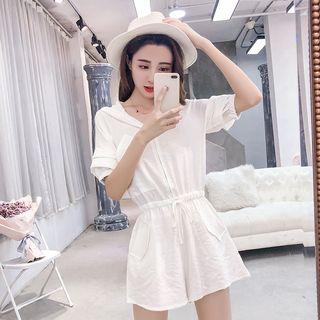Hooded Short-sleeve Playsuit