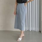 Pocket-side Long Linen Blend Skirt