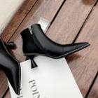 Genuine Leather Kitten-heel Pointy-toe Ankle Boots