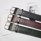 Faux Leather Perforated Buckle Belt