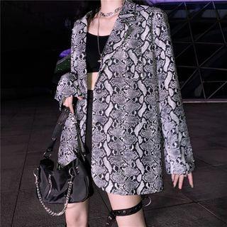 Snake Patterned Lapel Collar Blazer