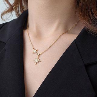 Star Rhinestone Pendant Necklace 1 Pc - Gold - One Size