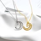 925 Sterling Silver Heart & Moon Pendant Necklace