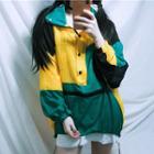 Color Block Drawstring Hem Windbreaker