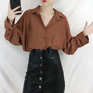 Long Sleeved Blouse / Patent Pencil Skirt