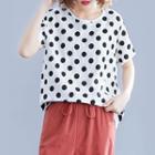 Panel Dotted Short-sleeve T Shirt White - Dotted - L