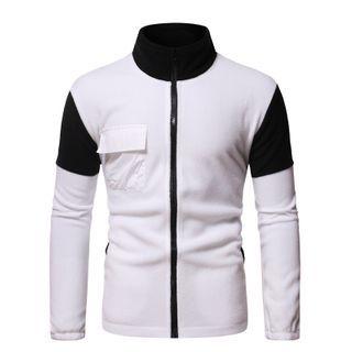 Contrast Color Stand-collar Zip-up Jacket