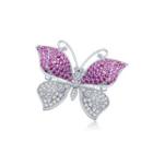 Fashion And Elegant Butterfly Brooch With Purple Cubic Zirconia Silver - One Size