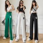 High-waist Letter Embroidered Two-tone Sweatpants