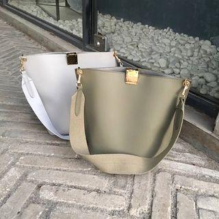 Faux Leather Wide Strap Bucket Bag