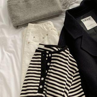 Stripe Ribbed Henley Top