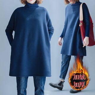 Long-sleeve Turtleneck T-shirt Dark Blue - One Size