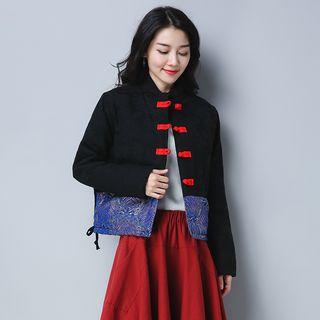 Jacquard Hem Frog Button Jacket