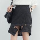 Detachable-hem Denim Skirt