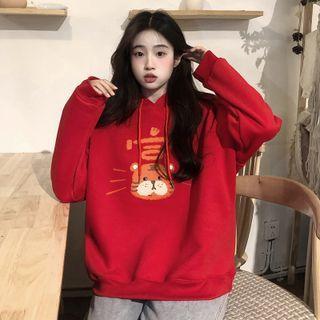 Cartoon Tiger Print Hoodie