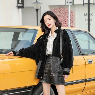 Denim Panel Corduroy Shirt Jacket