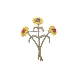 Elegant And Fashion Enamel Flower Brooch With Cubic Zirconia Silver - One Size