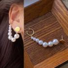 Faux Pearl Chained Earring 1 Pc - 0957a - Gradient - One Size