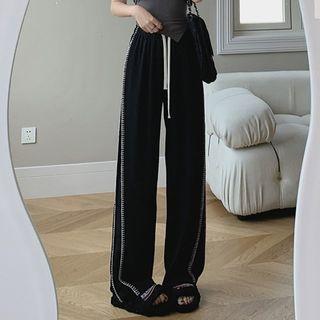 Contrast Stitching Wide Leg Pants (various Designs)