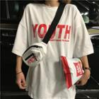 Set: Lettering Short-sleeve T-shirt + Crossbody Bag