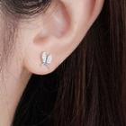 Rabbit Ear Rhinestone Sterling Silver Earring Stud Earring - 1 Pair - Silver - One Size