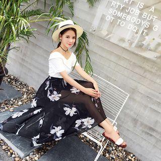 Floral Print Slit Maxi Skirt
