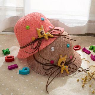 Deer Buttoned Straw Hat