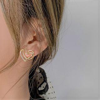Sterling Silver Hollow Heart Stud Earring