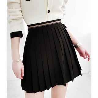 Waistband Pleat Miniskirt