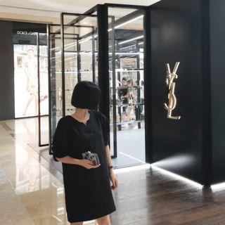 Shirred-sleeve Linen Minidress