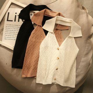 Halter Collar Knit Tank Top