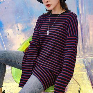 Striped Long-sleeve T-shirt Black & Red - One Size
